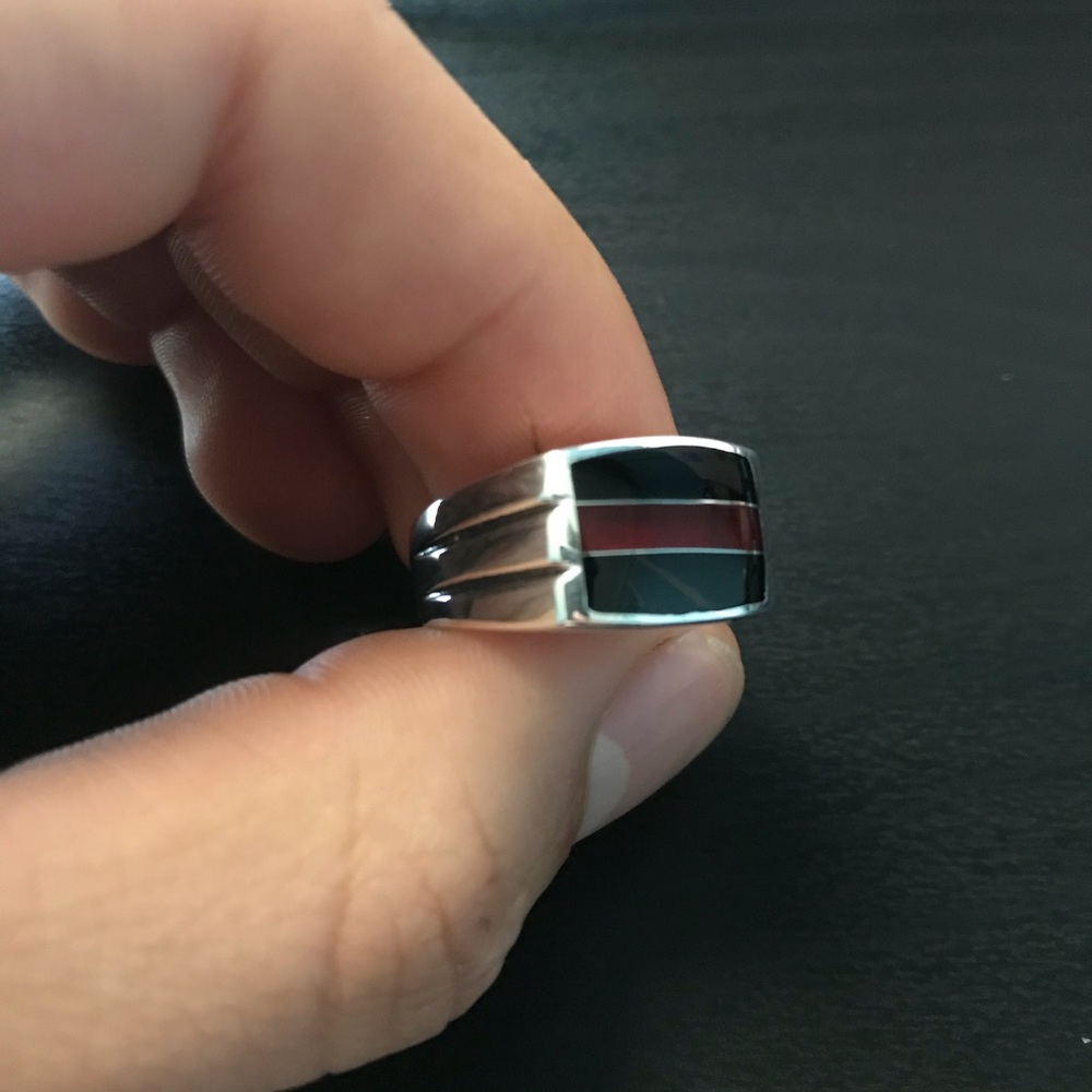 Solid Silver Ring With Black Onyx
